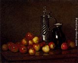 Claude Joseph Bail Canvas Paintings - Apples with a Tankard and Jug